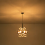 Modern Blown Glass Bubble Chandelier Cluster Bubble Pendant Light with Clear and Smoke Gray 12-Globe Shades