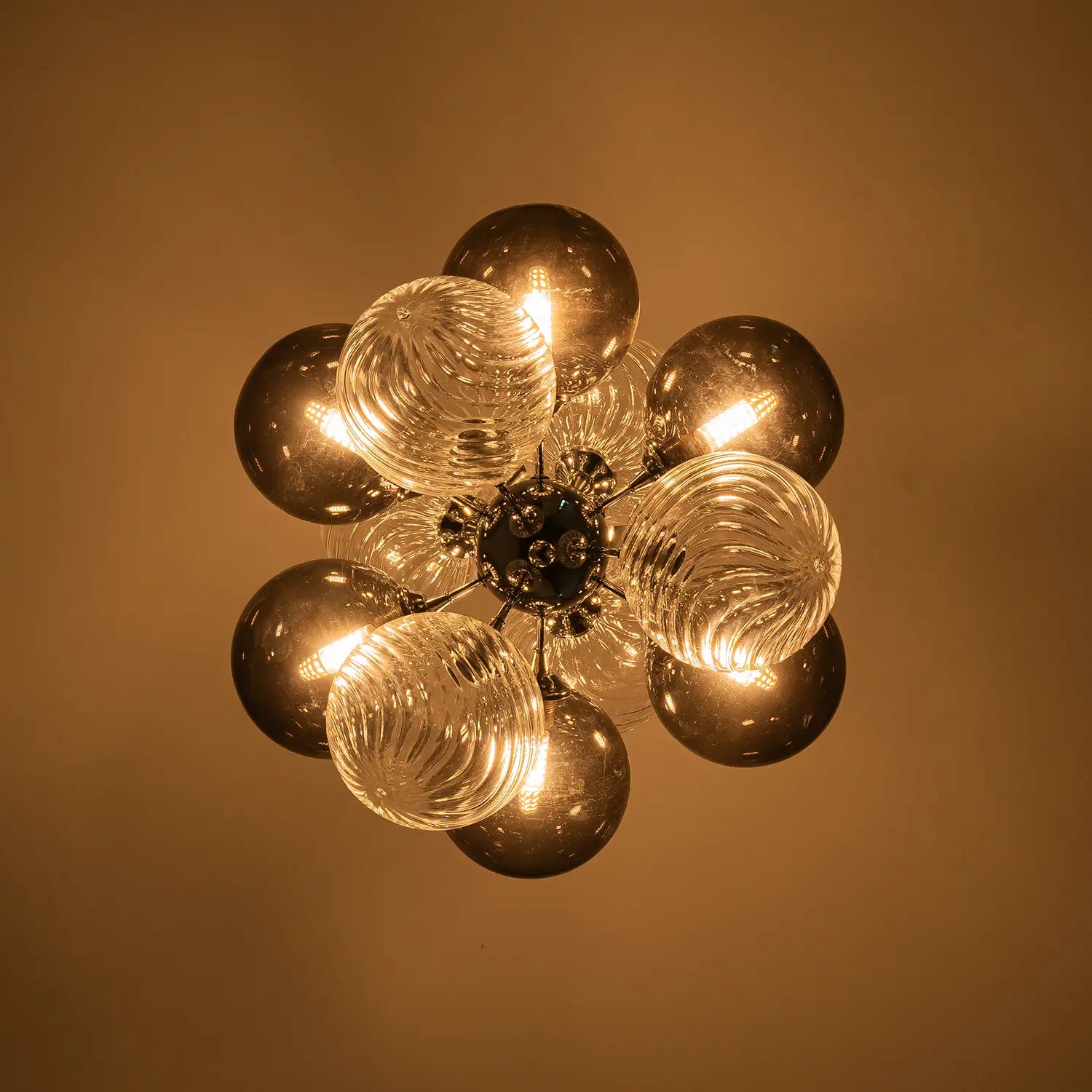 Modern Blown Glass Bubble Chandelier Cluster Bubble Pendant Light with Clear and Smoke Gray 12-Globe Shades