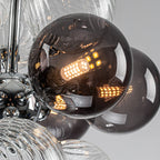 Modern Blown Glass Bubble Chandelier Cluster Bubble Pendant Light with Clear and Smoke Gray 12-Globe Shades