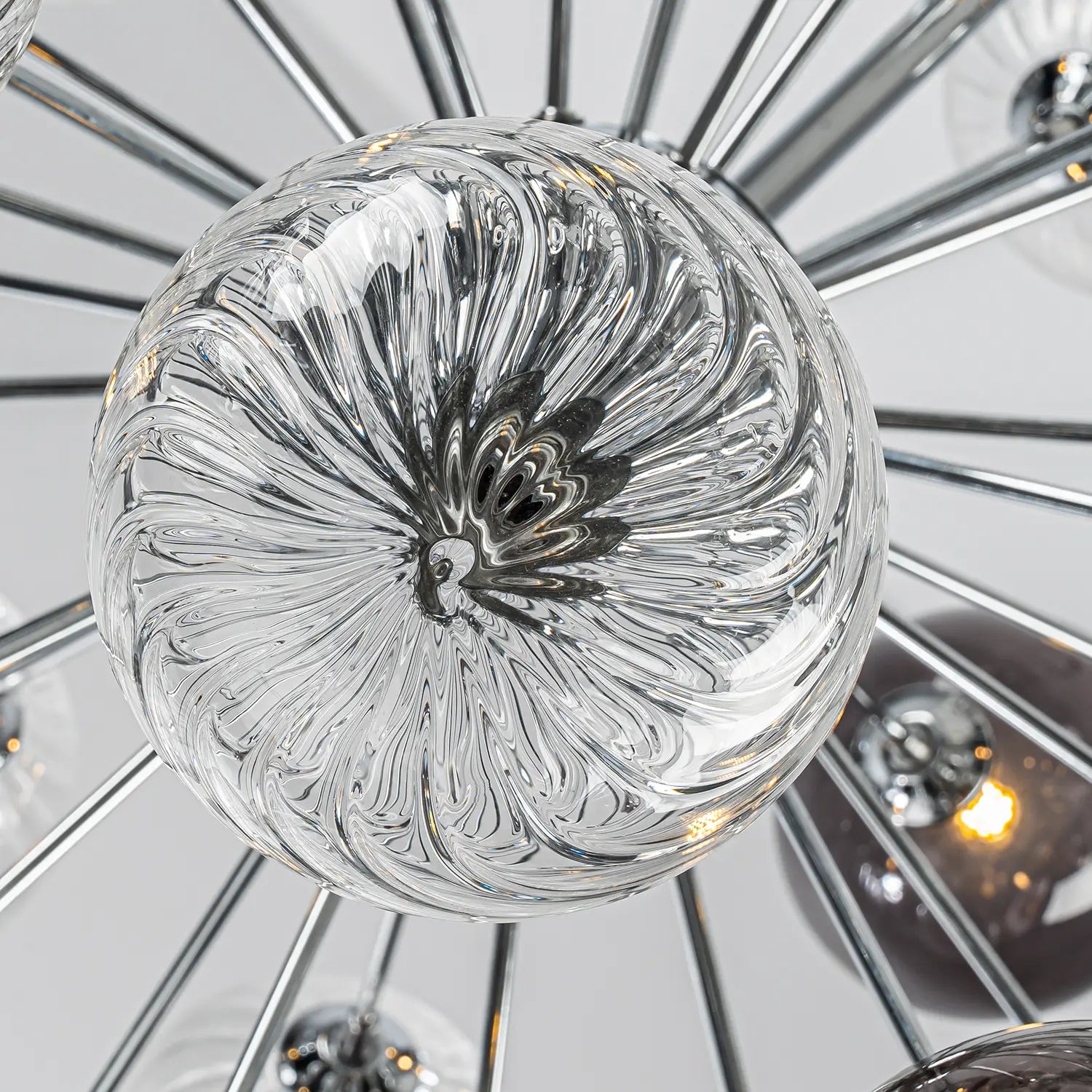Modern 37 Handcrafted Glass Globes Chandelier Cluster Bubble Pendant Lamp with Clear and Smoke Gray Globe Shades