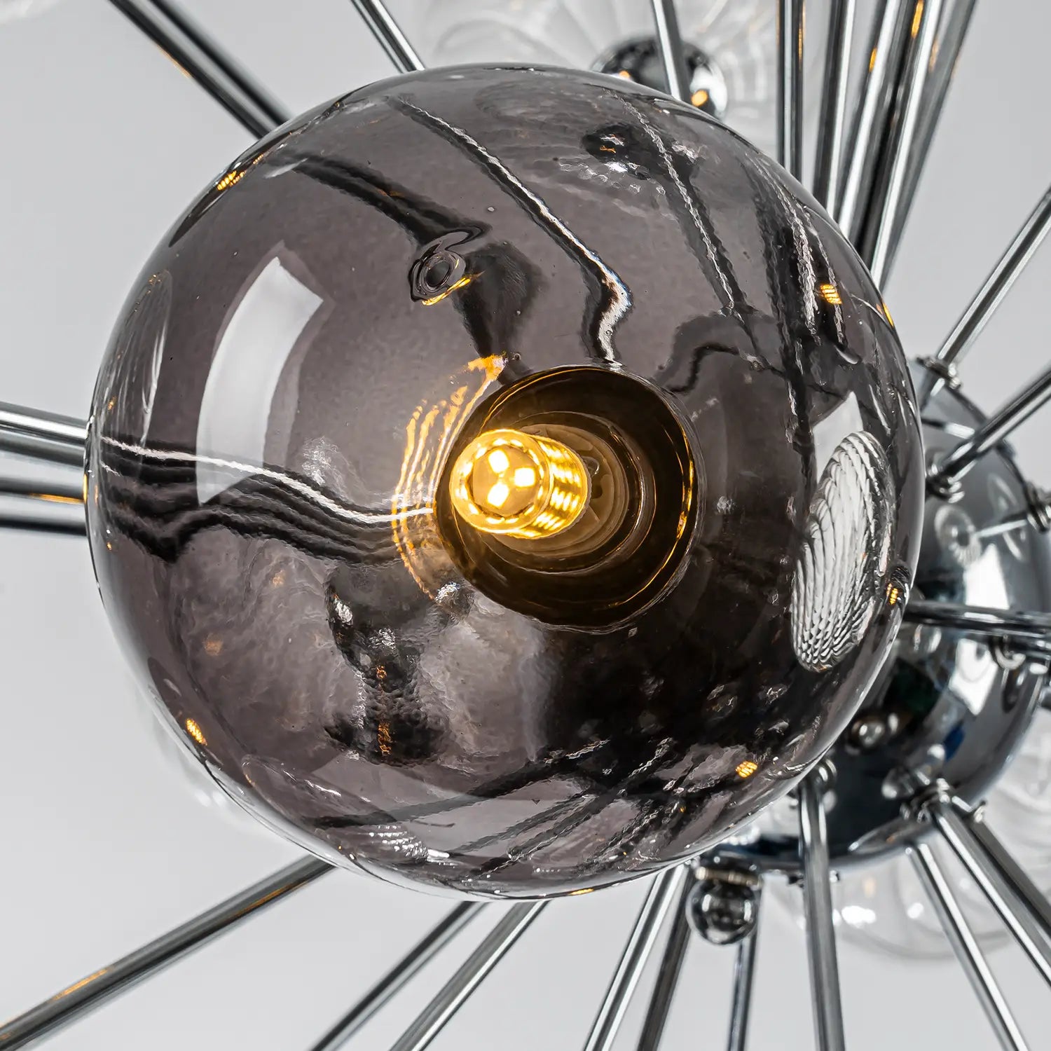 Modern 37 Handcrafted Glass Globes Chandelier Cluster Bubble Pendant Lamp with Clear and Smoke Gray Globe Shades