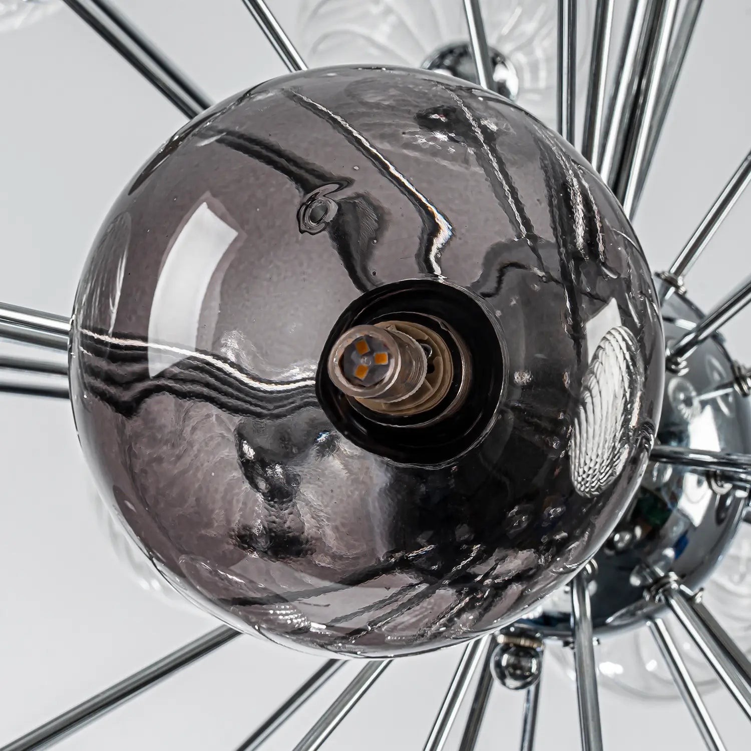 Modern 37 Handcrafted Glass Globes Chandelier Cluster Bubble Pendant Lamp with Clear and Smoke Gray Globe Shades