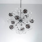 Modern 37 Handcrafted Glass Globes Chandelier Cluster Bubble Pendant Lamp with Clear and Smoke Gray Globe Shades