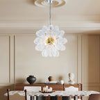 Transparent Ribbed Blown Glass Bubble Chandelier Artistic Cluster Pendant Hanging Light
