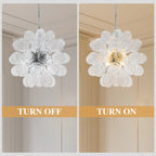 Transparent Ribbed Blown Glass Bubble Chandelier Artistic Cluster Pendant Hanging Light