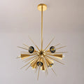 Modern Gold Sputnik Starburst Chandelier Sparta Radial Design Pendant Light with Clear Glass Globe Shades