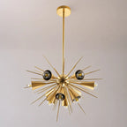 Modern Gold Sputnik Starburst Chandelier Sparta Radial Design Pendant Light with Clear Glass Globe Shades