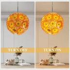 Round Murano Style Blown Glass Plate Chandelier Yellow Orange Flower Glass Disc Art Pendant Light