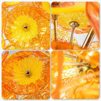 Round Murano Style Blown Glass Plate Chandelier Yellow Orange Flower Glass Disc Art Pendant Light