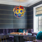 Colorful Blown Glass Plates Chandelier Modern Round Murano Style Glass Disc Art Pendant Light