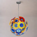 Colorful Blown Glass Plates Chandelier Modern Round Murano Style Glass Disc Art Pendant Light