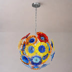 Colorful Blown Glass Plates Chandelier Modern Round Murano Style Glass Disc Art Pendant Light