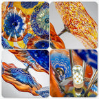 Colorful Blown Glass Plates Chandelier Modern Round Murano Style Glass Disc Art Pendant Light