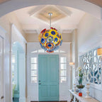 Colorful Blown Glass Plates Chandelier Modern Round Murano Style Glass Disc Art Pendant Light