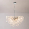 Modern Luxury Clear Blown Glass Lasso Style Chandelier Art Sculptural Pendant Light