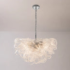 Modern Luxury Clear Blown Glass Lasso Style Chandelier Art Sculptural Pendant Light