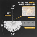 Modern Luxury Clear Blown Glass Lasso Style Chandelier Art Sculptural Pendant Light