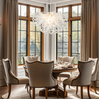 Modern Luxury Clear Blown Glass Lasso Style Chandelier Art Sculptural Pendant Light