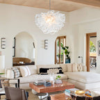 Modern Luxury Clear Blown Glass Lasso Style Chandelier Art Sculptural Pendant Light