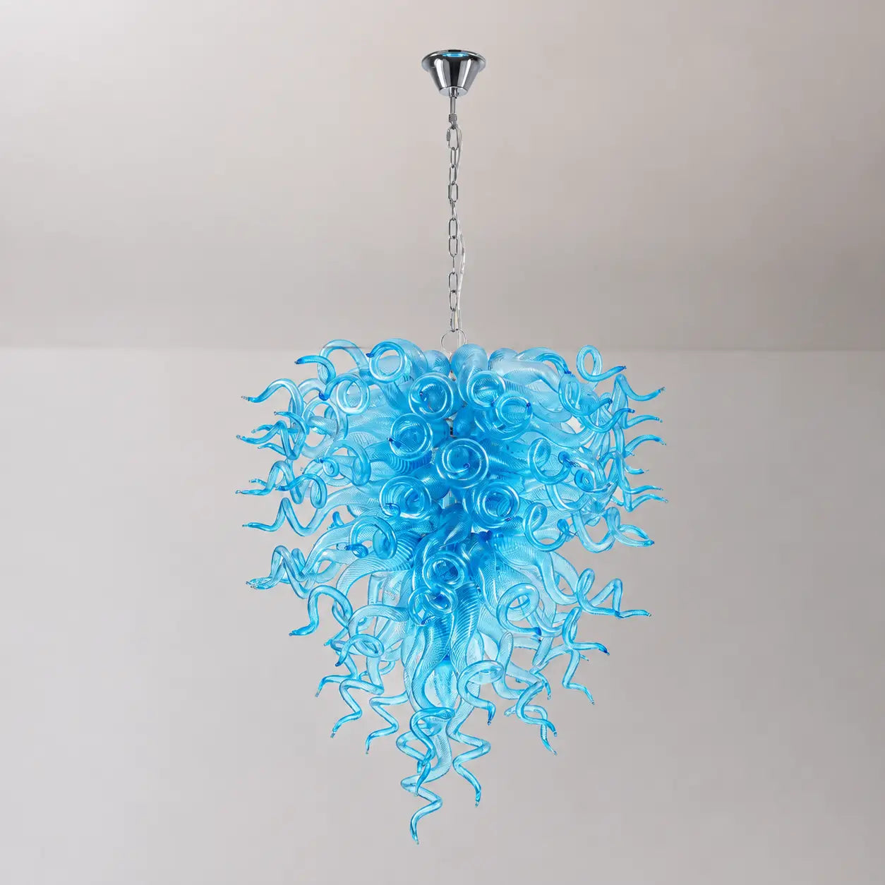 Artisan Light Blue Hand-Blown Glass Art Chandelier Contemporary Sculptural Pendant Light Fixture