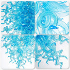 Artisan Light Blue Hand-Blown Glass Art Chandelier Contemporary Sculptural Pendant Light Fixture