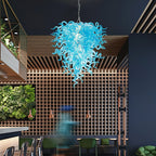 Artisan Light Blue Hand-Blown Glass Art Chandelier Contemporary Sculptural Pendant Light Fixture