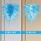 Artisan Light Blue Hand-Blown Glass Art Chandelier Contemporary Sculptural Pendant Light Fixture
