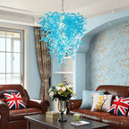 Artisan Light Blue Hand-Blown Glass Art Chandelier Contemporary Sculptural Pendant Light Fixture