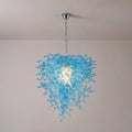 Blue Murano Style Hand-Blown Glass Chandelier Chihuly-Style Pendant Lamp Coastal Cascade Art Lighting