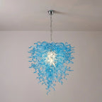 Blue Murano Style Hand-Blown Glass Chandelier Chihuly-Style Pendant Lamp Coastal Cascade Art Lighting