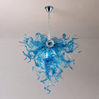 Sapphire Blue and Clear Hand-Blown Glass Art Chandelier Modern Artistic Spiral Sculpture Glass Pendant Light