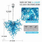 Sapphire Blue and Clear Hand-Blown Glass Art Chandelier Modern Artistic Spiral Sculpture Glass Pendant Light