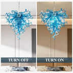 Sapphire Blue and Clear Hand-Blown Glass Art Chandelier Modern Artistic Spiral Sculpture Glass Pendant Light