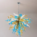 Amber and Blue White Hand-Blown Glass Sculpture Chandelier Artistic Multicolor Spiral Pendant Light