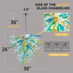 Elegant Murano Style Hand-Blown Glass Chandelier Chihuly-Style Colorful Tentacle Art Pendant Light