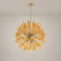 Hand-Blown Orange Dandelion Sputnik Chandelier Starburst Ribbed Glass Art Pendant Light