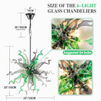 Sputnik Blown Glass Sculpture Chandelier Luxury Art Glass Pendant Light Green & White & Gray Hanging Lamp