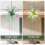 Sputnik Blown Glass Sculpture Chandelier Luxury Art Glass Pendant Light Green & White & Gray Hanging Lamp