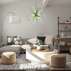 Sputnik Blown Glass Sculpture Chandelier Luxury Art Glass Pendant Light Green & White & Gray Hanging Lamp
