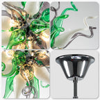 Sputnik Blown Glass Sculpture Chandelier Luxury Art Glass Pendant Light Green & White & Gray Hanging Lamp