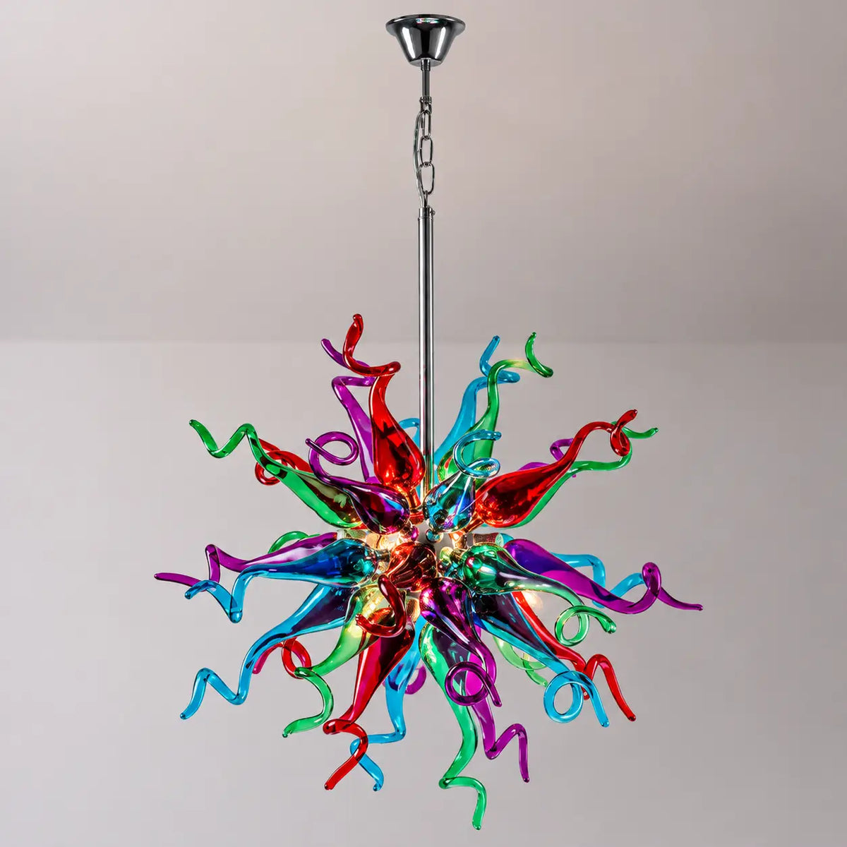 Modern Colored Sputnik Starburst Hand-Blown Glass Chandelier Artistic Radial Design Pendant Light