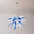 Blue and White Hand-Blown Glass Chandelier Artistic Twisted Sculptural Pendant Light