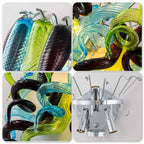 Modern Blown Glass Wall Sconce Light Blue Green Black Artistic Bedside Lamp Spiral-Shaped Glass Corridor Wall Light