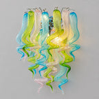Modern Blown Glass Wall Sconce Light Blue Green Pink Transparent Art Glass Hallway Wall Light Bedside Lamp