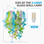 Modern Blown Glass Wall Sconce Light Blue Green Pink Transparent Art Glass Hallway Wall Light Bedside Lamp