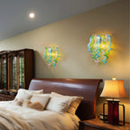 Modern Blown Glass Wall Sconce Light Blue Green Pink Transparent Art Glass Hallway Wall Light Bedside Lamp