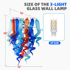 Azure Flame Blown Glass Wall Sconce Light Blue Orange Artistic Handcrafted Glass Bedside Lamp Hallway Wall Light