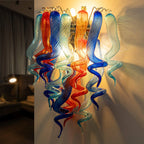 Azure Flame Blown Glass Wall Sconce Light Blue Orange Artistic Handcrafted Glass Bedside Lamp Hallway Wall Light