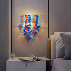 Azure Flame Blown Glass Wall Sconce Light Blue Orange Artistic Handcrafted Glass Bedside Lamp Hallway Wall Light