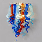 Azure Flame Blown Glass Wall Sconce Light Blue Orange Artistic Handcrafted Glass Bedside Lamp Hallway Wall Light